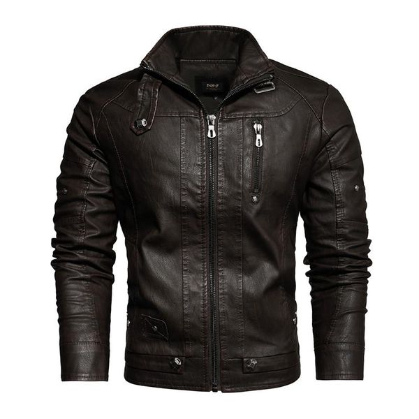 

men's fur & faux leather jacket business casual autumn winter fashion motorcycle windproof warm men, Black