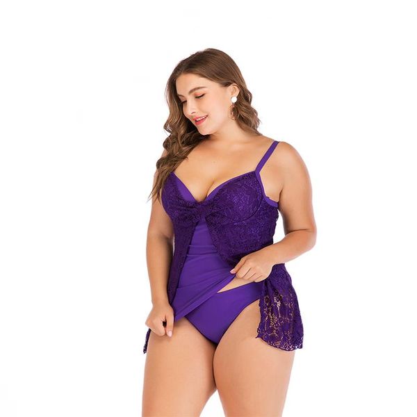 

one-piece suits plus size women two pieces swimsuit tankini hollow out lace swimwear bikini push up suit bathing 5xl