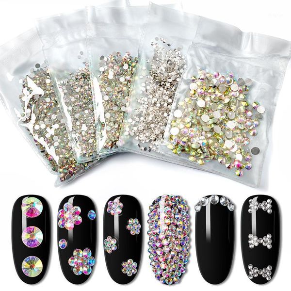 

multi colors mix sizes crystal glass nails art rhinestones for 3d nail decoration gems1, Silver;gold