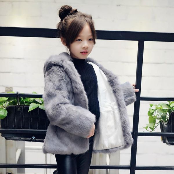 

winter fur coat quality children's parent-child girl jacket kids real women j01 women's & faux, Black