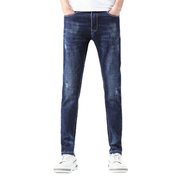 

men's jeans 2021 stretch regular fit business casual classic style fashion denim trousers male black blue pants