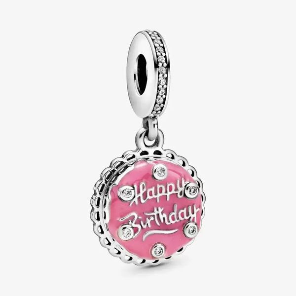 

genuine new arrival 100% 925 sterling silver pink birthday cake dangle charm fit pandora original european charm bracelet fashion jewelry ac, Bronze;silver