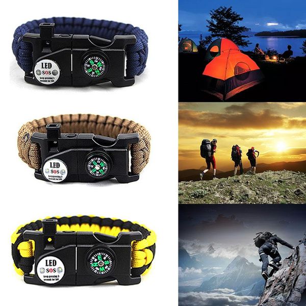 

colors outdoor seven core umbrella rope braided bracelet survival emergency compass safety 1pcs gadgets