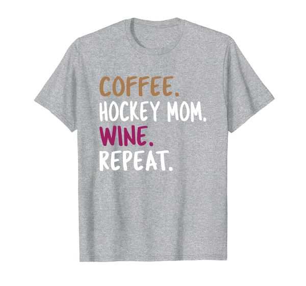

coffee hockey mom wine repeat shirt, White;black