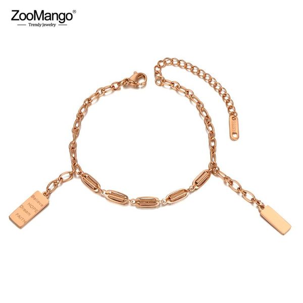 

link, chain zoomango titanium stainless steel bohemia beach link bracelets for women trendy rectangle geometric charm bracelet zb20130, Black