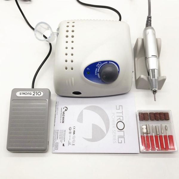 

nail drill & accessories 65w strong 210 control box + 2021 high-quality silver electric manicure professional polish equipment
