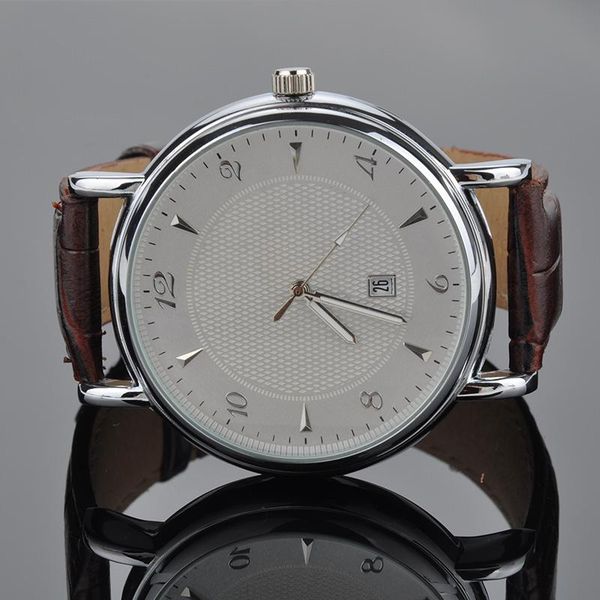 

wristwatches men cool alloy classic daily portable quartz water resistant with pu leather band simple fashion wrist watch, Slivery;brown