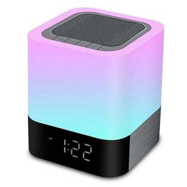 

bluetooth speaker night light, alarm clock, mp3 player, press control bedside lamp portable speakers