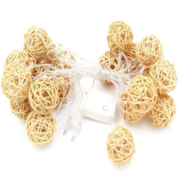 

strings 5m 20 rattan ball led string christmas tree lights wedding holiday party garland home curtain decoration fairy light 110v 220v