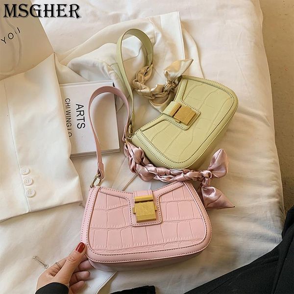 

shoulder bags fashion crocodile pattern baguette pu leather for women 2021 designer chain luxury female bag wb4241