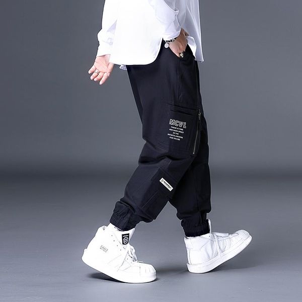 

men's pants plus 7xl 6xl 5xl cargo joggers pant for man casual men streetwear loose trouser trendy sweatpants, Black