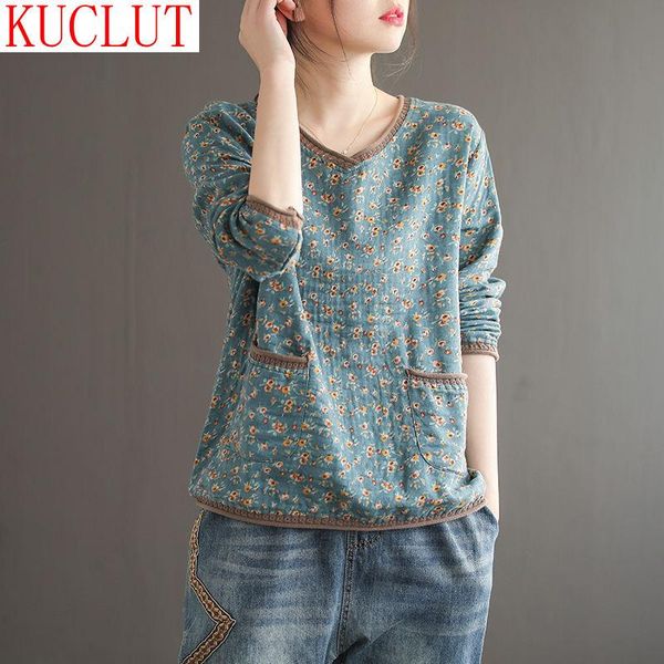 

vintage t shirt women long sleeve cotton linen v neck loose tee woman autumn clothes basic tshirt ladies casual women's t-shirt, White