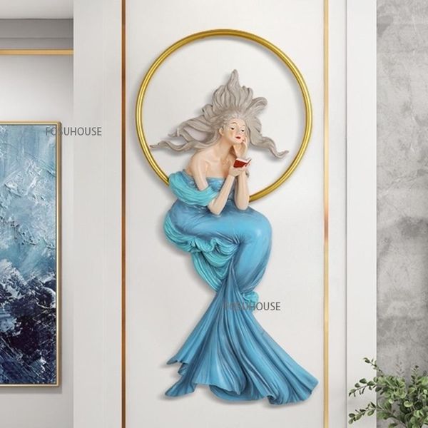 

decorative objects & figurines modern home decor light luxury porch wall decoration creative hanging iron living room sofa background metal