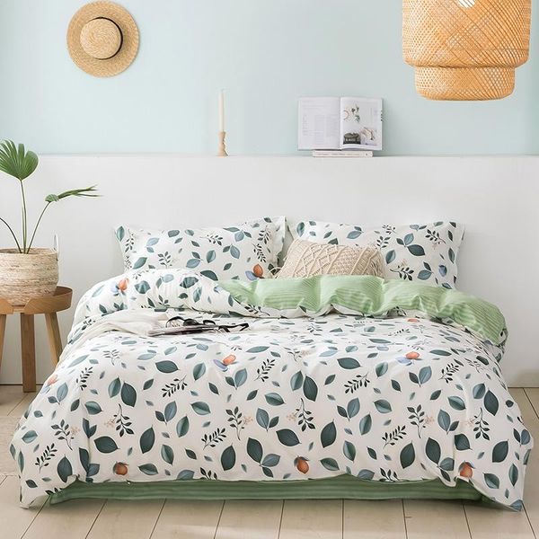

bedding sets 2021 four-piece simple cotton double household bed sheet quilt cover thickening sanding dormitory sheetp white green