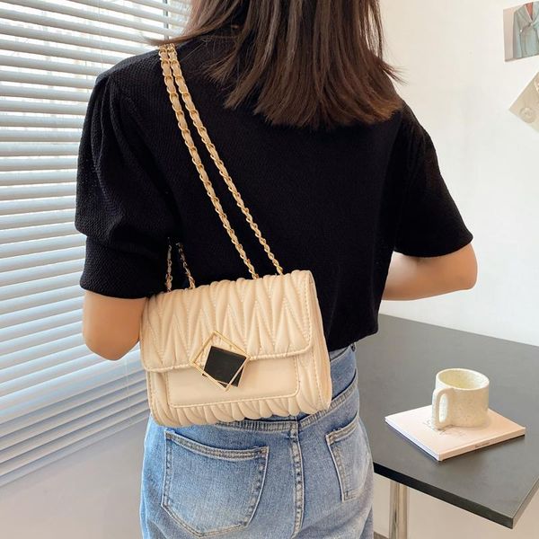 

shoulder bags luxury designer handbag solid stitched square chain women's messenger bag bolso mujer sac de luxe femme