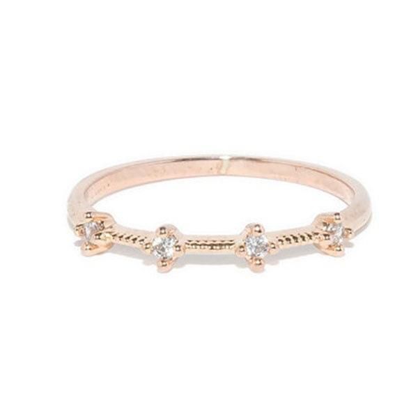 

wedding rings small zircon flat ring retro rose gold suitable for women engagement jewelry class gift, Slivery;golden