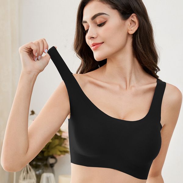 

ouyang nana same bra sports vest no mark underwear women steel ring, Black;white
