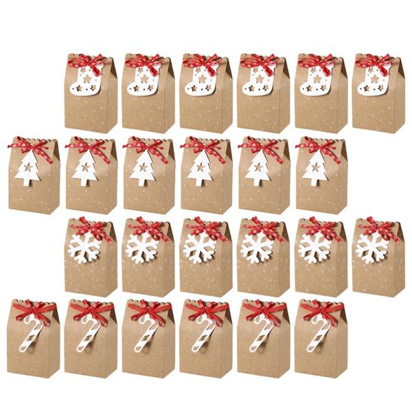 

gift wrap 24 pcs 1 bag christmas candy storage pouches exquisite boxes (khaki)
