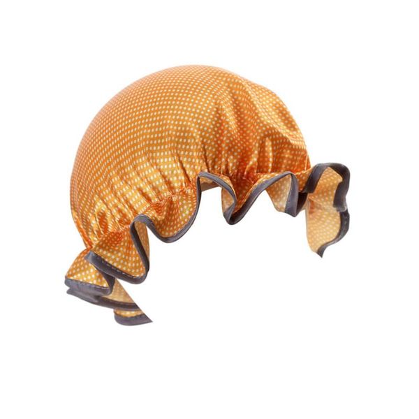 

baby double-deck waterproof dot shower cap satin bathing hat (yellow) caps