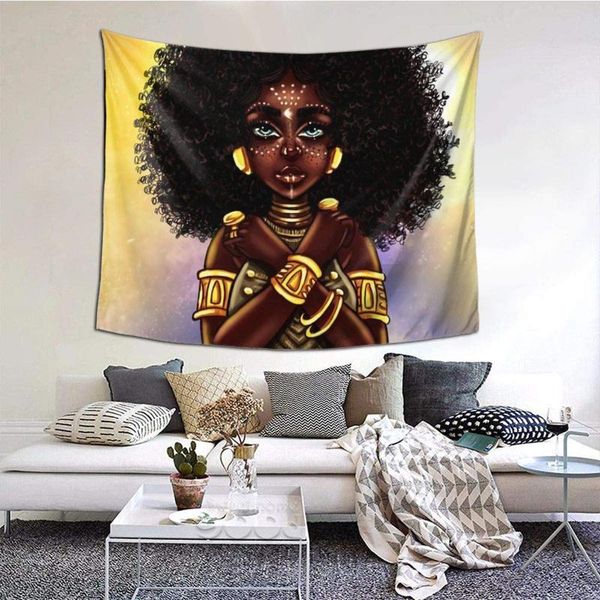 

tapestries african american woman afro hair black girl tapestry wall art