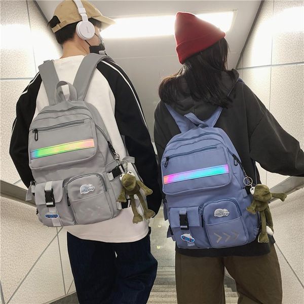 

backpack reflective bag female high school students male junior couple campus