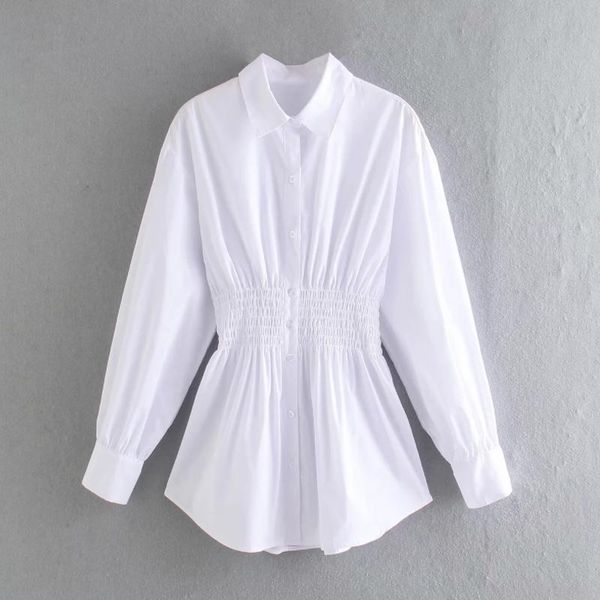 

women's blouses & shirts women elastic waist white office blouse female long sleeve shirt casual lady loose blusas s8710
