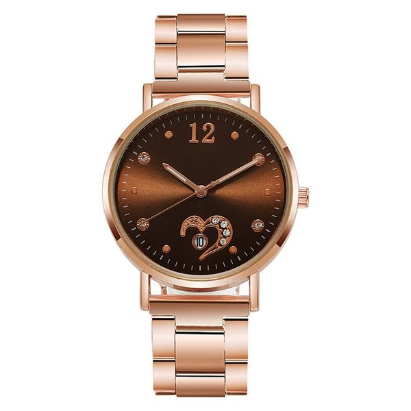 

wristwatches 2021 luxury simple women's watches quartz watch rose gold stainless steel dial casual bracelet reloj de mujer, Slivery;brown