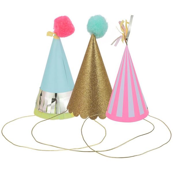

party hats 3pcs hat pom poms cone paper birthday po prop