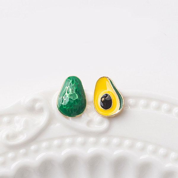 

stud 2021 fashion arrival ear jewelry party needle handmade avocado earrings personality cute creative green fruit, Golden;silver