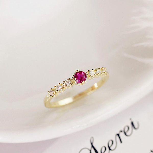 

cluster rings cute small fashion golden square ruby diamond ring fresh delicate ladies jewelry romantic gift factory wholesale, Golden;silver