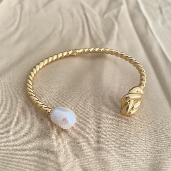 

fine jewelry online 2021 new bracelet opening adjustable matte gold wind bracelet with freshwater inlay 65% off store online sale, Golden