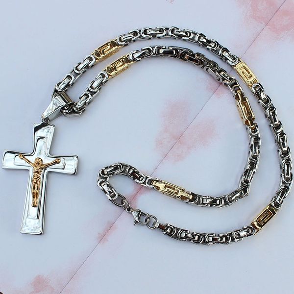 

silver gold cross pendant necklace men chain jewelry accessories