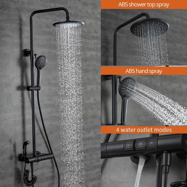 

shower faucet black brass wall mount round big rain set bathroom adjust height handheld bathtub mixer tap 877903 sets