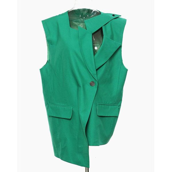 

women's vests seebeautiful personality irregular long loose vest single button sleeveless simple women autumn 2021 fashion g183, Black;white