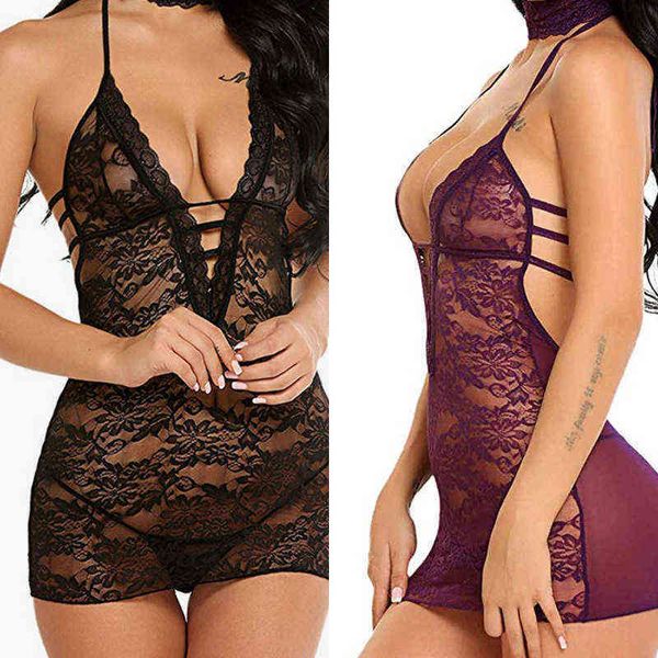 

nxy set women babydoll lingerie lace chemise halter nightwear teddy dress bodysuit body suit plus size costumes 1223, Red;black