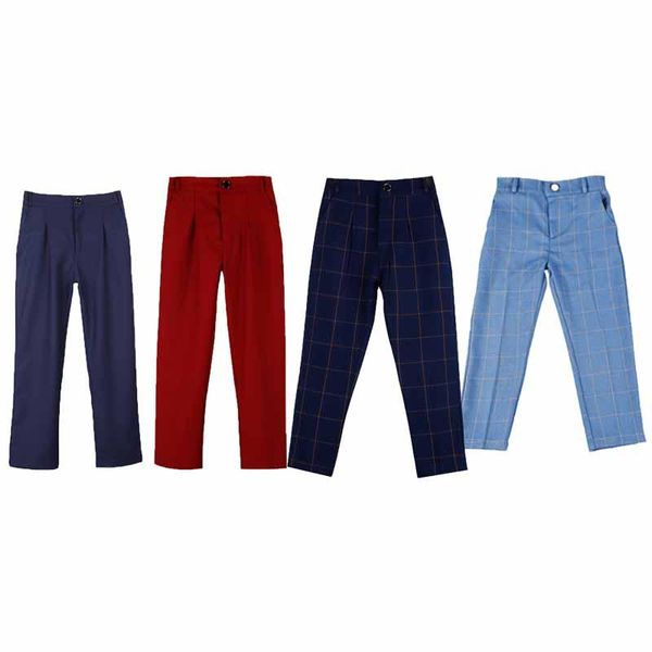 

trousers children's plaid pants spring autumn boy performance long student piano dress semi elastic waist burgundy 2-16t, Blue
