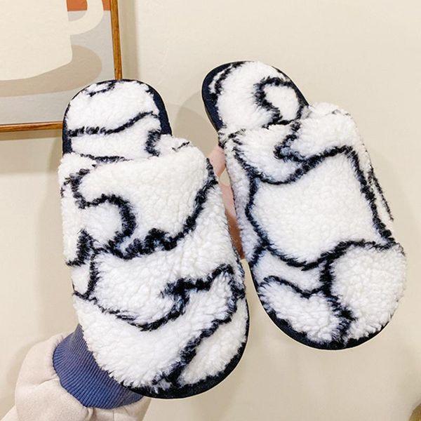 

slippers fashion 2021 women mules furry winter home slides female casual flip flops shoes for ladies fur house, Black