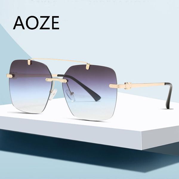 

non-sunglasses men's fashion gradient lens trend frameless sunglasses frame lunette de soleil feedme, White;black