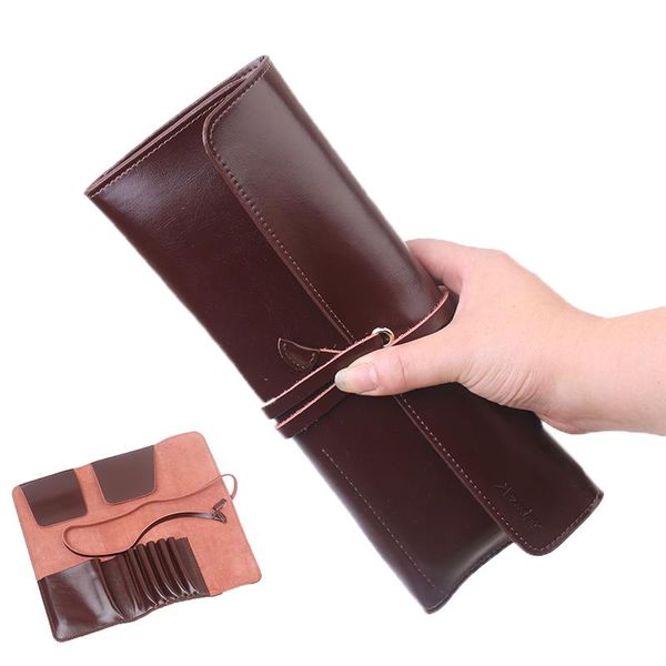 

pencil bags simple genuine leather pen bag portable drawer case large capacity fountain holder traveler school supplies gift