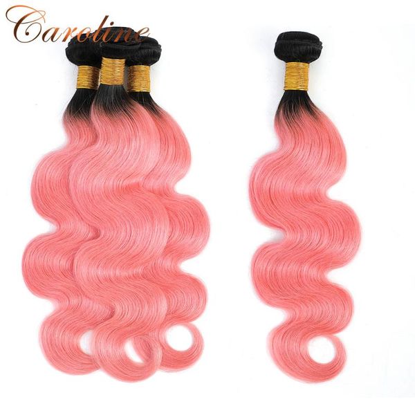 

human hair bulks brazilian body wave bundles 1b/pink ombre 100% unprocessed virgin pre colored for women, Black