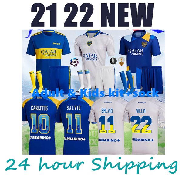 

21 22 boca juniors maradona tevez soccer jersey home away men kit alexis de rossi 2021 2022 carlitos 3rd camiseta men t-shirts kids sets, White;black