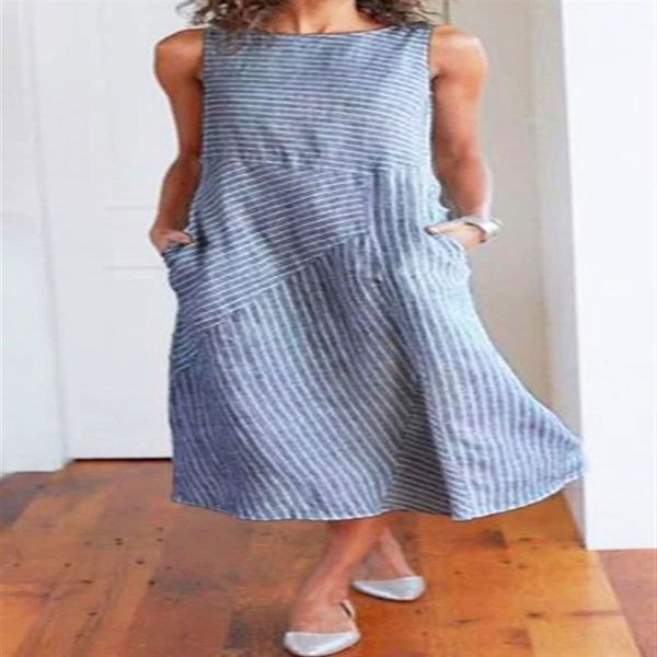 

our 2020 stripe round women neck sleeveless large plus size dresses 2020 stripe round womenslim neck sleeveless large slim dress