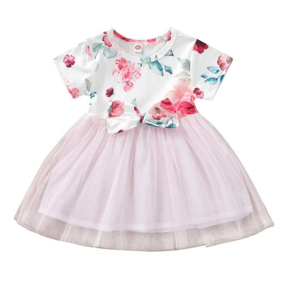 

girl's dresses toddler baby girl floral dress clothes short sleeve gauze flower summer princess outfits, Red;yellow