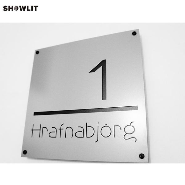 

other door hardware custom made 2-tile house number plaque in grey color