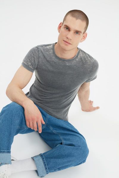 

men's t-shirts trendyol men 's regular fit short sleeve back flush t-shirt tmnss21ts2585, White;black