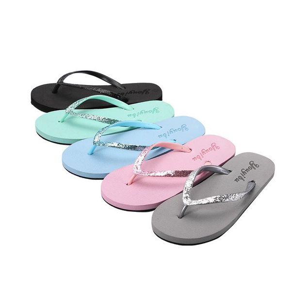 

slippers women's summer fashion casual solid color non-slip flip flops wear-resistant beach shoes, Black