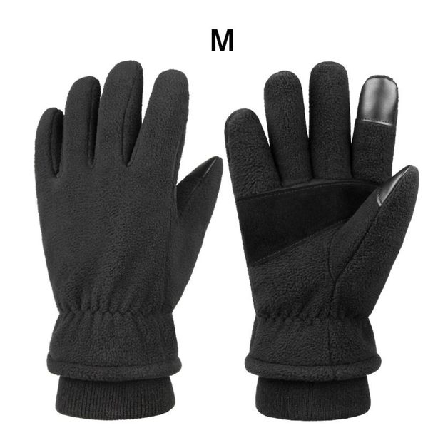 

cycling gloves 1 pair touch screen winter warm keeping outdoor sports polar fleece windproof skiing, Black