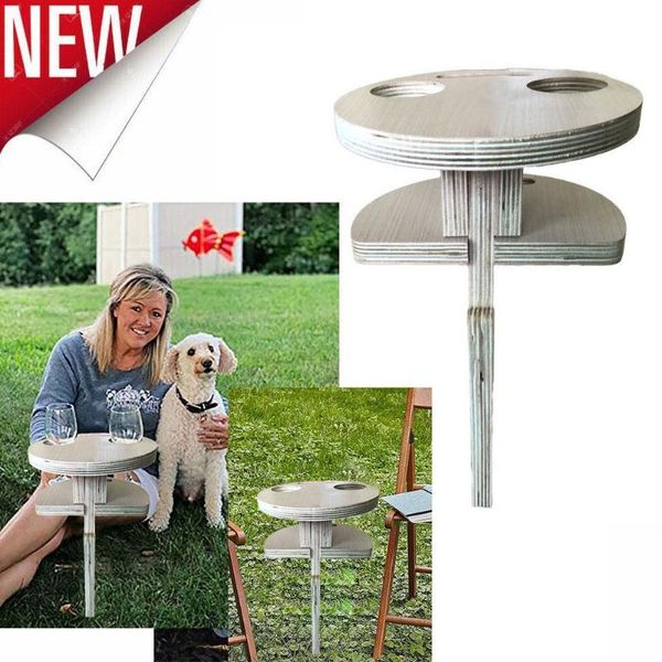 

camp furniture outdoor wooden wine table foldable round deskfor mini easy drop to carry picnic rack f4b8