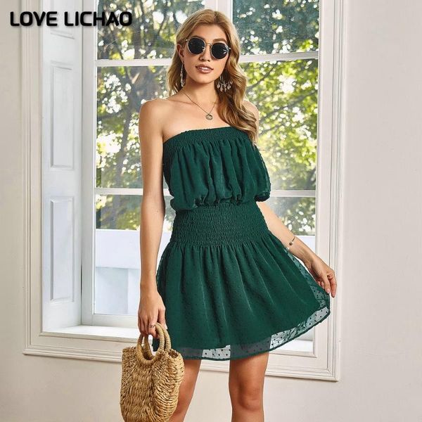 

casual dresses women dress 2021 summer high waist white temperament fashion mid-length womens strapless backless ladies, Black;gray