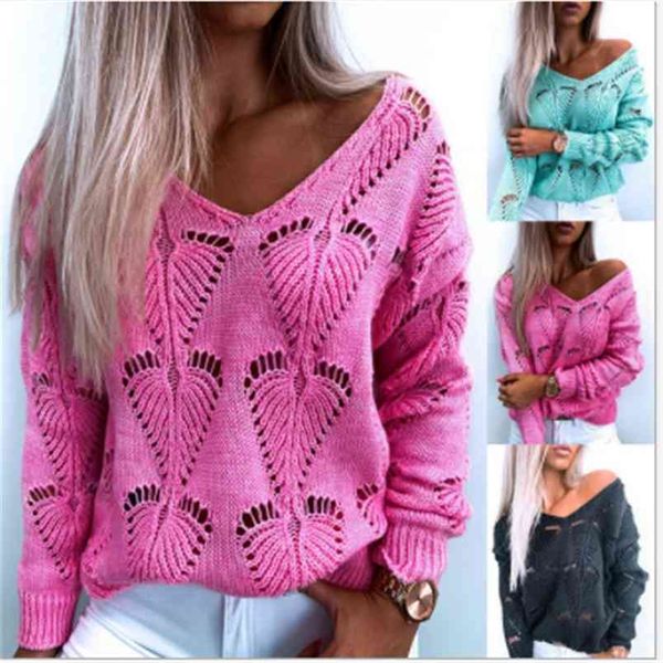 

women sweater long sleeve loose v-neck casual fashion streetwear pullover chic solid ladies female jumper clothing 210522, White